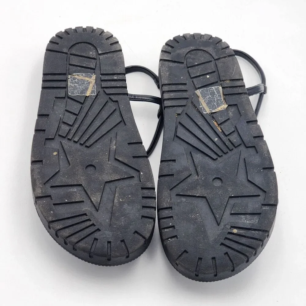 Roxy Brooke Strappy Flat Platform Lug Sole Sandals Casual Black Size 9